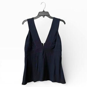 Trouve Nordstrom Top Women's Size M Black Sleeveless Peplum Zip Fitted Corpcore